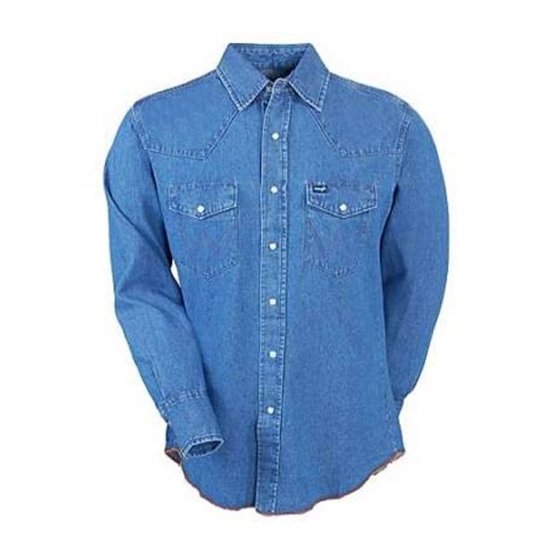 Wrangler Men's Stonewash Denim Western Long Sleeve Shirt - Stampede Tack & Western  Wear