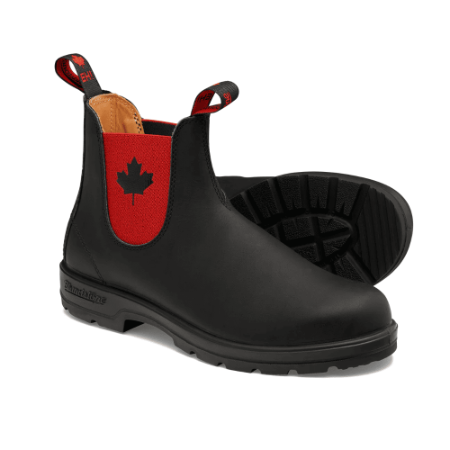 Blundstone 1474 - Classic Black With Red Elastic And Maple Leaf